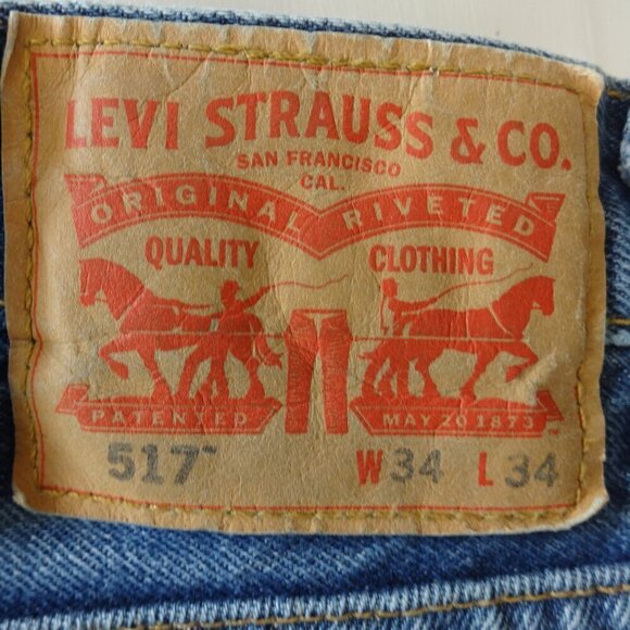 Levi's men's 517 denim jeans size 34 x 34, medium wash, straight leg,cotton, VGC - Picture 5 of 9